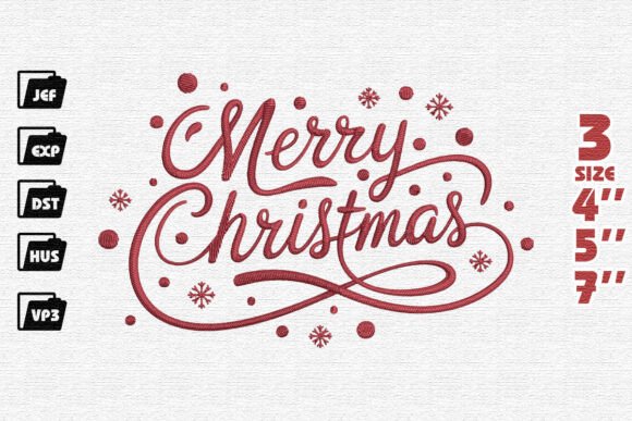 Beautiful Sign Merry Christmas Embroidery