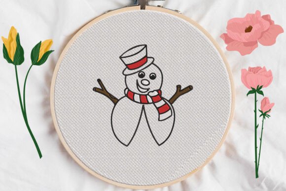Christmas Snowman Applique Embroidery