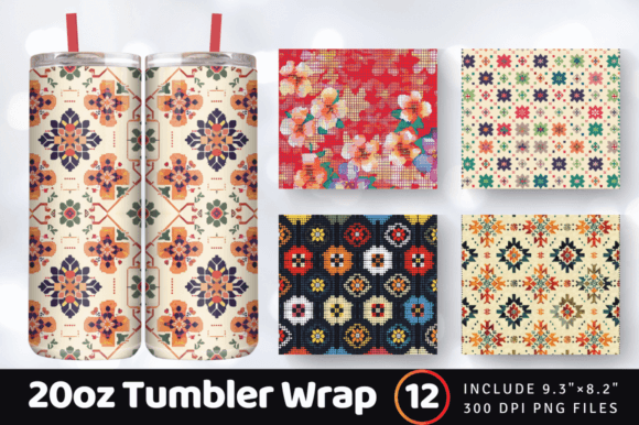 Cross Stitch Embroidery Tumbler Wrap