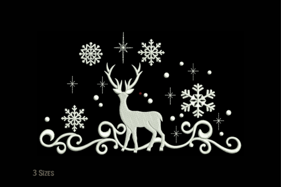 Elegant Snowy Deer Embroidery Design