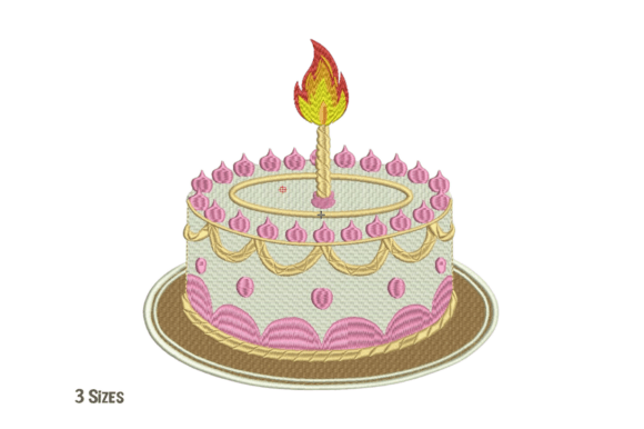 Festive Birthday Cake Embroidery Design