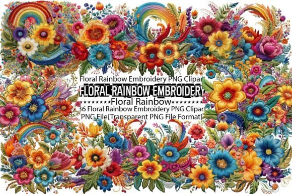 Floral Rainbow Embroidery Sublimation