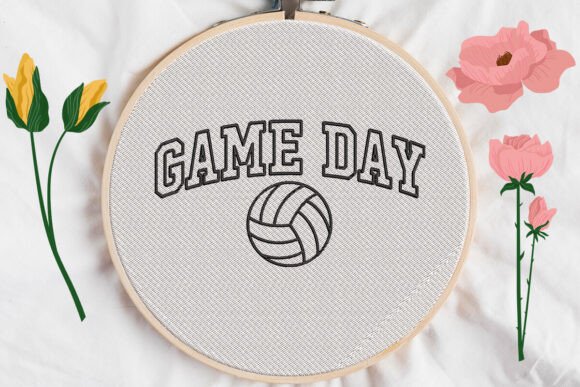Game Day Volleyball Applique Embroidery