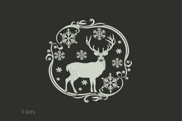 Graceful Snow Deer Embroidery for Winter