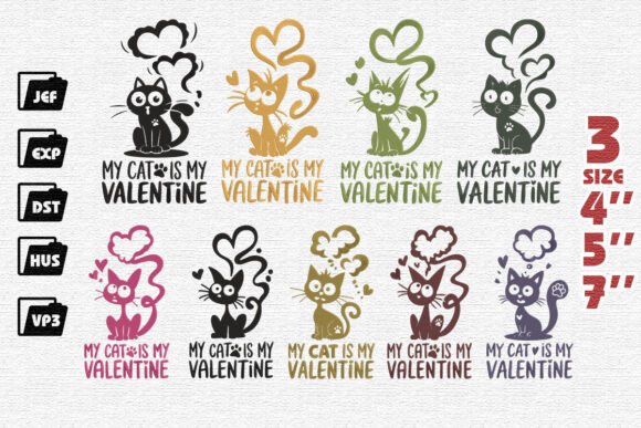 Set of 9 Cat Valentine Embroidery Designs Review