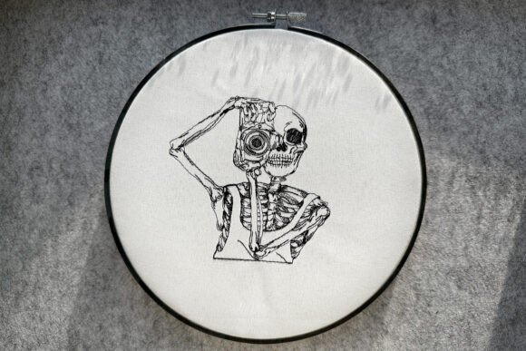 Skeleton with Camera Machine Embroidery