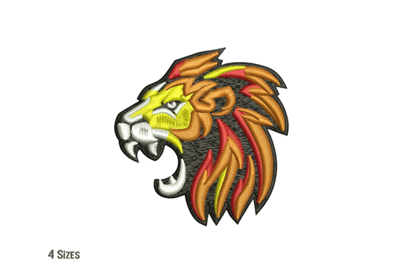 Vibrant Lion Head Embroidery Design